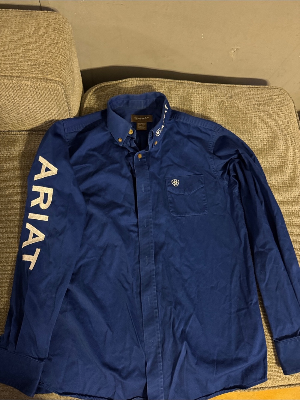 Ariat Youth Button-Down Shirt Jacket - Blue with White Logo
